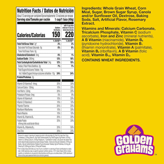Golden Grahams Breakfast Cereal, Graham Cracker Taste, Made with Whole Grain, Family Size, 18.9 oz