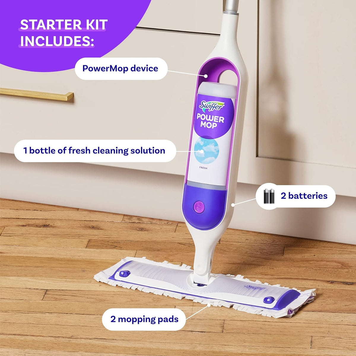 Swiffer PowerMop Multi-Surface Cleaning Kit with Fresh Scent Solution