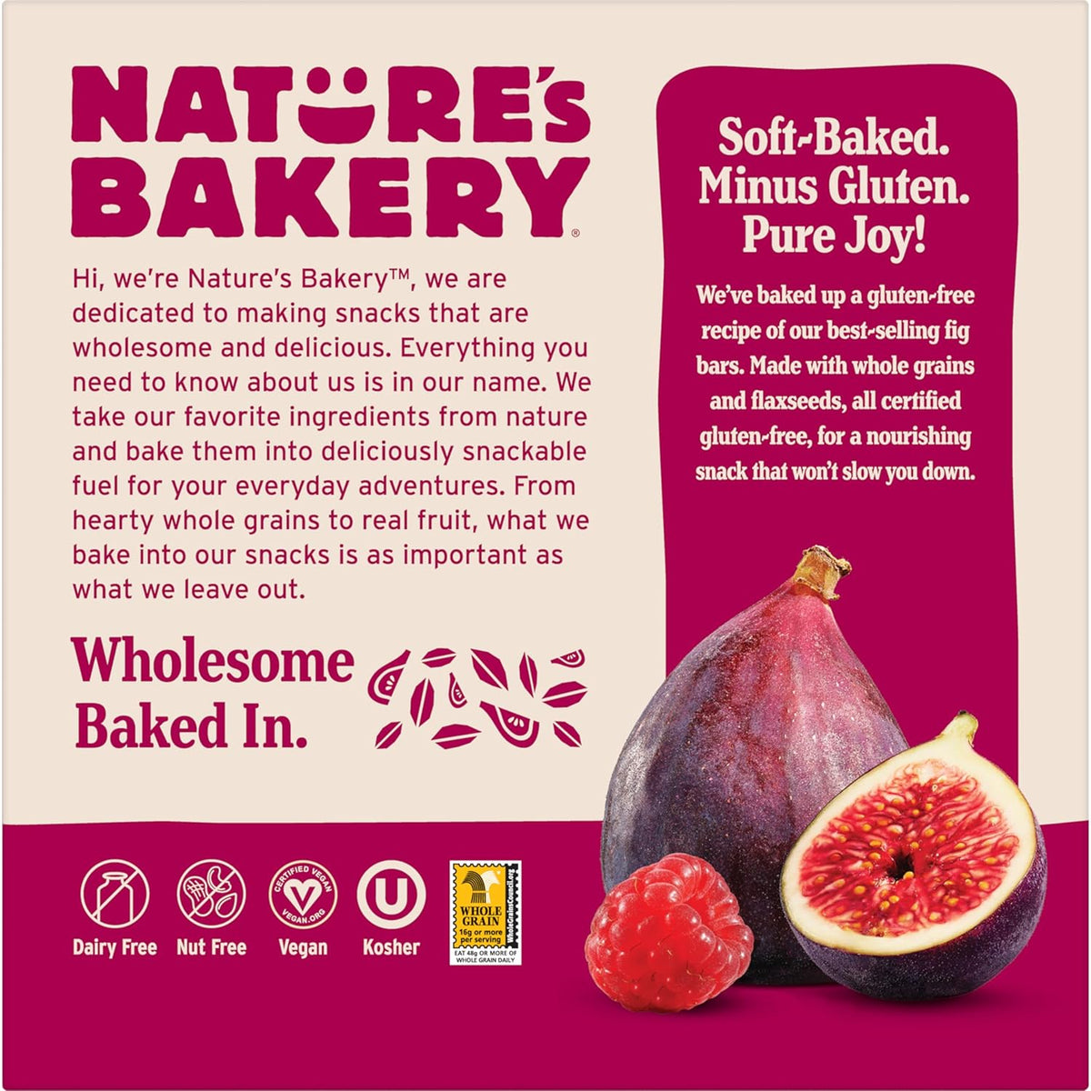 Nature's Bakery gluten-free, raspberry, fig bars, real fruit, vegan, non-gmo, snack bar, twin packs