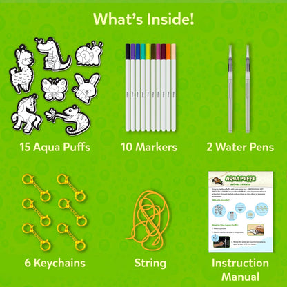 Skillmatics Aqua PLffs - 3D Art Kit, Animals, Mess-Free Paint by Number Craft for Kids, DIY Color & Inflate Activity, Travel & Creative Gift for Girls & Boys Ages 4, 5, 6, 7, 8, 9, 10