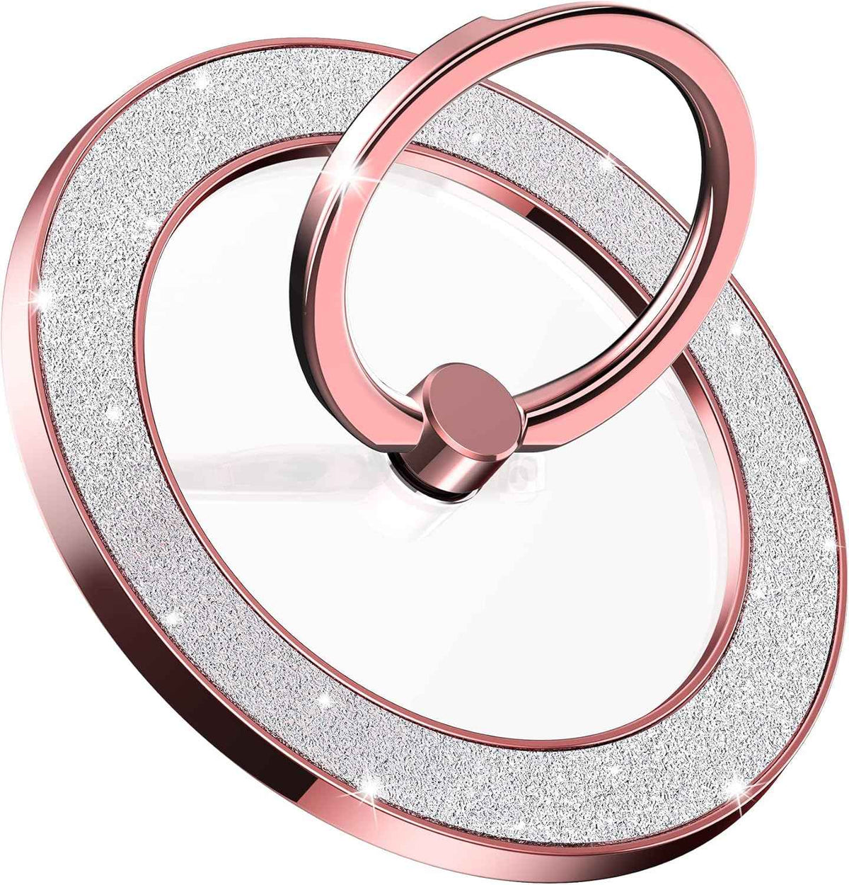 Magnetic Phone Ring Holder for MagSafe Cell Phone Grip Stand Finger Ring Stand Compatible with iPhone 17 16 15 14 13 12 Pro Max MagSafe Accessories Android. (Glitter Gold)