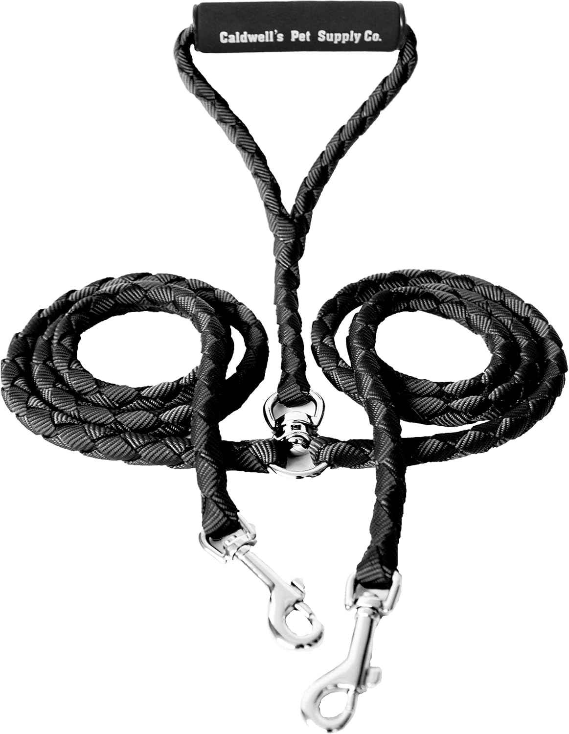Caldwell's Pet Supply Co. Dual Dog Leash, Heavy Duty, 54" Long, Nylon/Polyester Blend, for Small, Medium, or Large Dogs