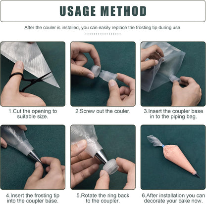 Piping Bags and Tips Set, Cakes Decorating Supplies Kit with 100pcs 12 Inch Pastry Bags, 16 Piping Tips, 3 Cake Scraper, 2 Couplers, 2 Bag Ties, Simple and Convenient Baking Supplies Set