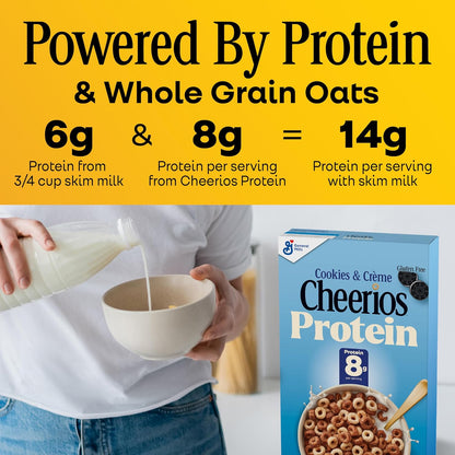 Cheerios Protein Cereal, Cookies and Crème, 8g Protein, Family Size, 15 oz