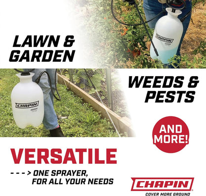 Chapin 20004 Pump Sprayer, 1-Gallon SureSpray Translucent Tank with an Easy Fill Funnel-Top Opening, Adjustable Cone Nozzle & 34" Long Reach Hose, Used for Fertilizer, Pesticides, Weeds & Pests