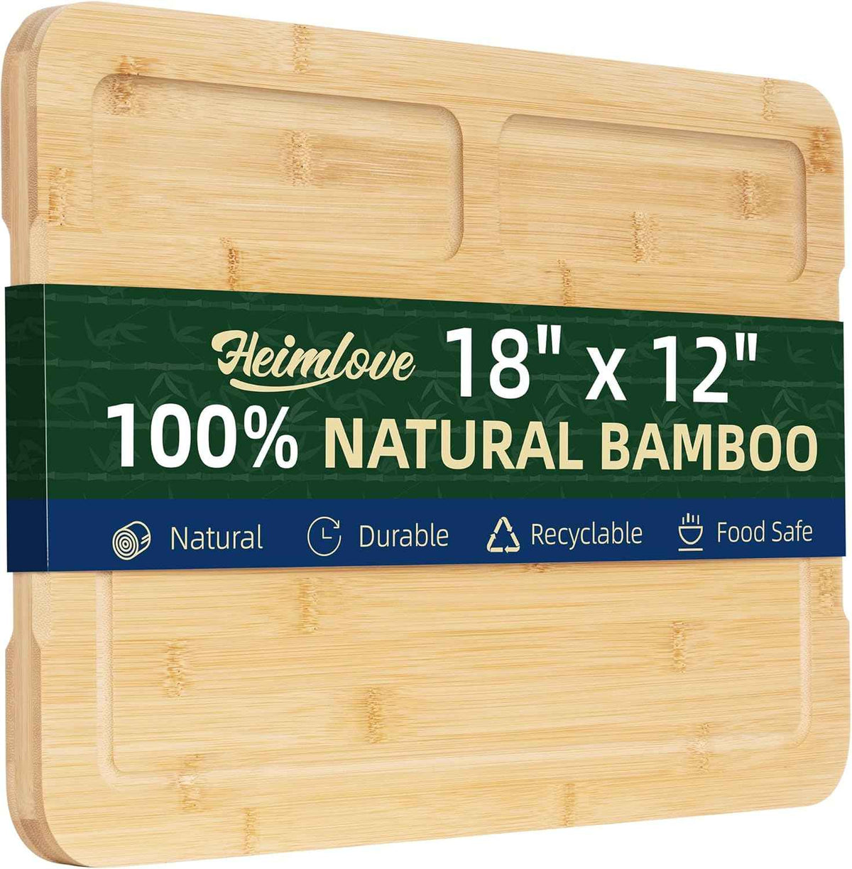 Heimlove Walnut Wood Cutting Board for Kitchen, 24"x18" Reversible Wooden Chopping Board with Deep Juice Grooves and Handles, Natural Walnut Wood Cutting Board for Chopping, Cheese, Vegetables