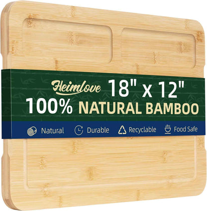 Heimlove Walnut Wood Cutting Board for Kitchen, 24"x18" Reversible Wooden Chopping Board with Deep Juice Grooves and Handles, Natural Walnut Wood Cutting Board for Chopping, Cheese, Vegetables