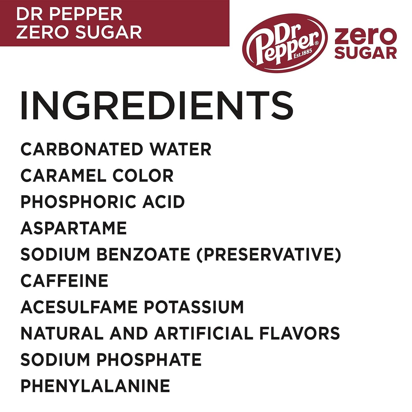 DR PEPPER ZERO SUGAR - 12 OZ, 12 PK