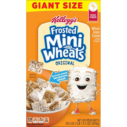 Kellogg’s Frosted Mini-Wheats Breakfast Cereal, High Fiber, 48g Whole Grain, Giant Size, 29.5 oz