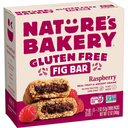 Nature's Bakery gluten-free, raspberry, fig bars, real fruit, vegan, non-gmo, snack bar, twin packs