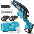 Seesii Mini Chainsaw, 6-inch Mini Chainsaw Cordless, Handheld Electric Power Chain Saw with 2 Batteries, for Tree Trimming Wood