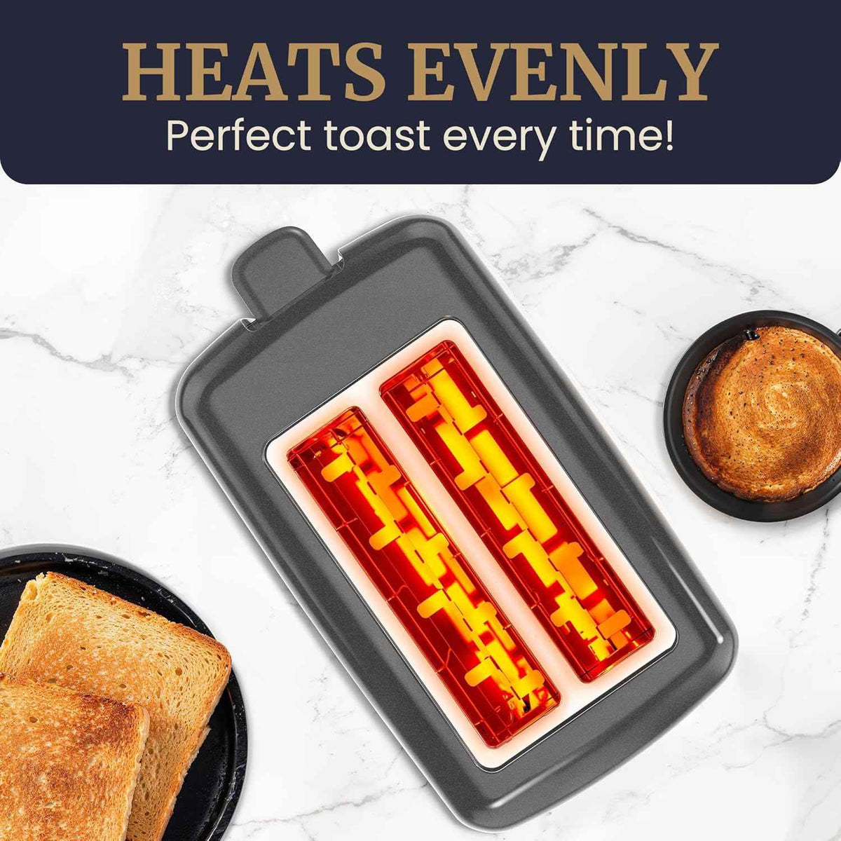 Elite Gourmet 2-Slice Cool-Touch Toaster with 6 Toast Settings, Cancel Function, and Extra-Wide Slots for Bagels, Waffles, and Muffins