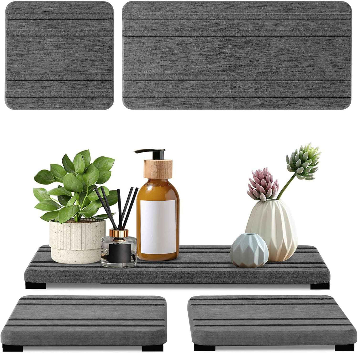 3PCS Diatomite Stone Sink Trays for Instant Drying, Kitchen Sponge and Hand Soap Holder