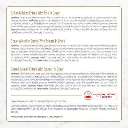 Purina Fancy Feast Gourmet Wet Cat Food Variety Pack, Petites Gravy Collection, break-apart tubs, 48 servings - (Pack of 24) 2.8 oz. Tubs