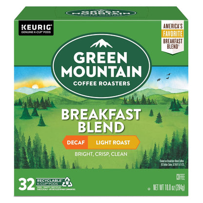 Green Mountain Coffee Roasters Decaf Breakfast Blend, 32-count, single-serve K-Cup pods, light roast, Orthodox Union Kosher