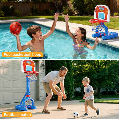 FLMAQE Toddler Basketball Hoop,Swimming Pool Basketball Hoop, Adjustable Mini Kids Basketball & Soccer Goal with4Balls & Ball Pumps for Indoor, Outdoor, Pool, Sports, Birthday Gifts for Children