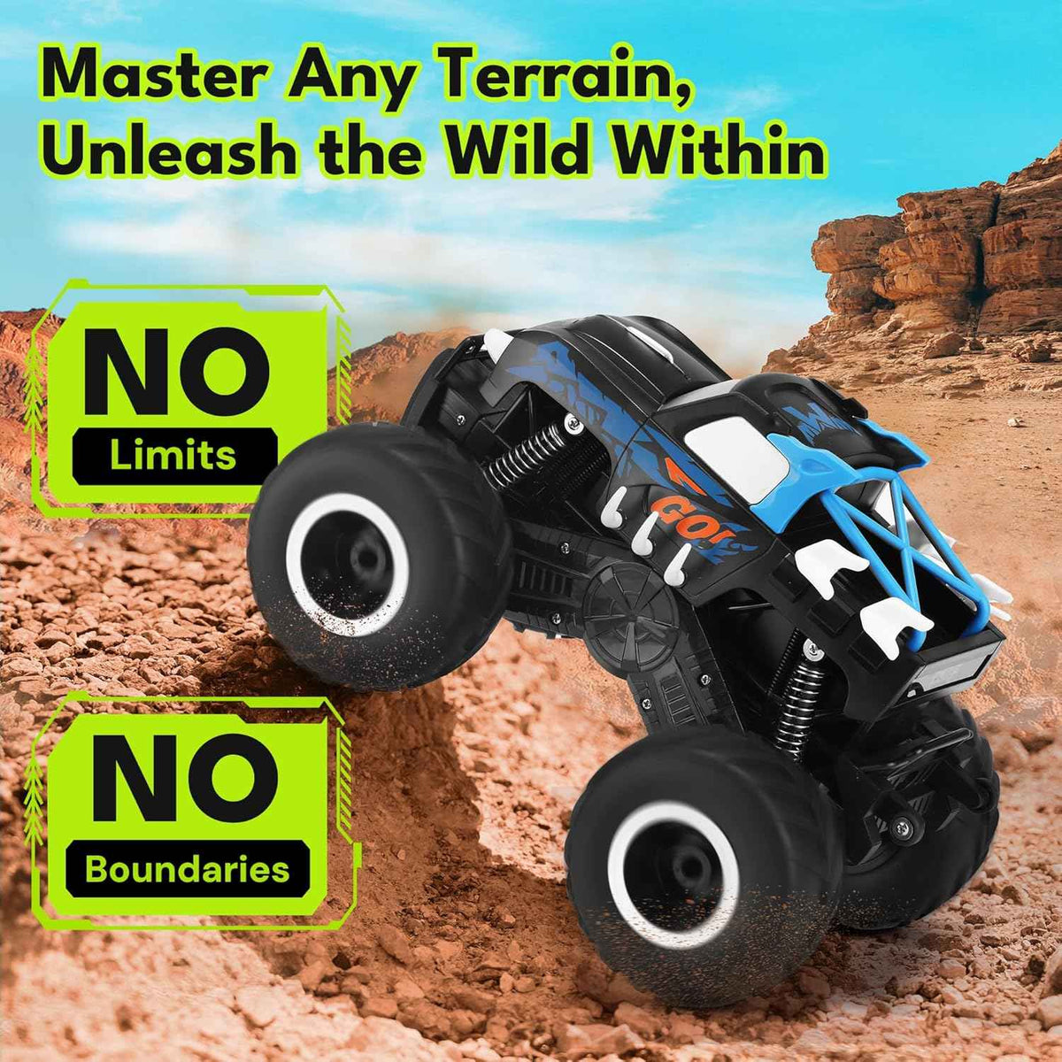 threeking 1:16 scale waterproof monster truck rc car 4wd all terrain pickup toy