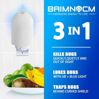 Flying Insect Trap for Indoor Use (2 Staters & 6 Refill Cartridges), UV Light Bug Catcher for Fruit Flies, Gnats & Small Flying Pests, Silent, No-Zap, Mess-Free