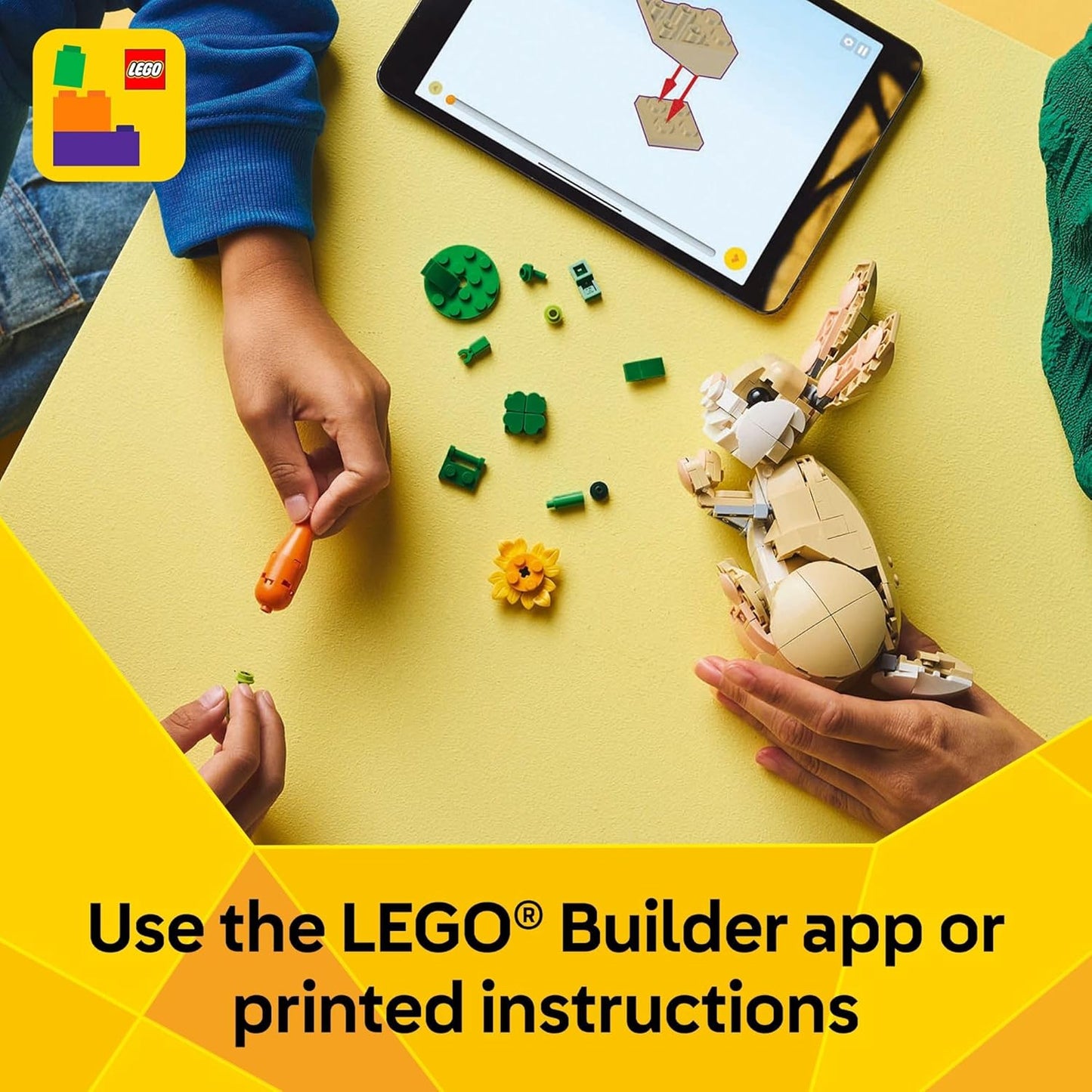 LEGO Creator 3 in 1 Cute Bunny Toy - Building Toy Set with 3 Build Options, Bunny, Seal, or Llama - Animal Figures for Kids, Girls and Boys, Ages 8+ - Gift Idea for Birthdays - 31162
