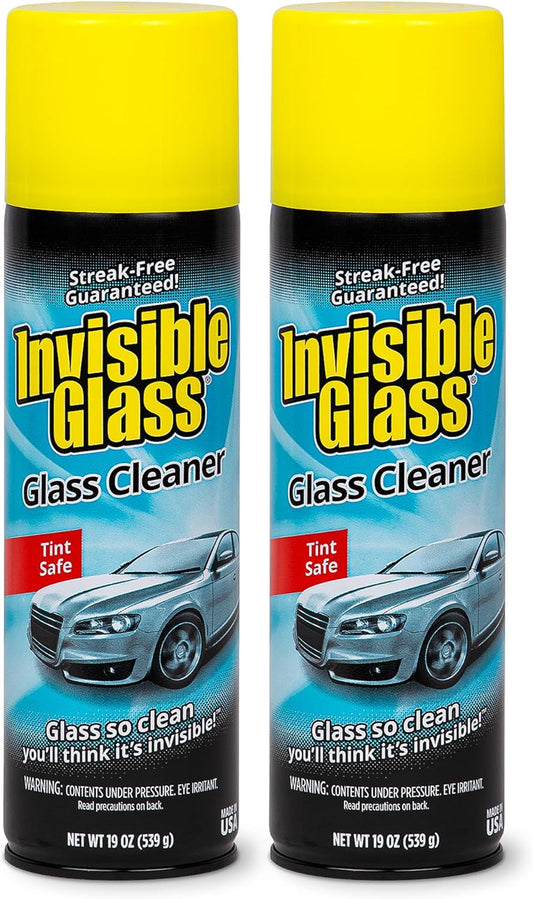 Invisible Glass 91164-2PK Premium Aerosol Glass Cleaner Spray for Car Windshields and Windows, Automotive and Home Window Cleaner, Streak-Free, Ammonia-Free, Tint-Safe – 19 oz (Pack of 2)