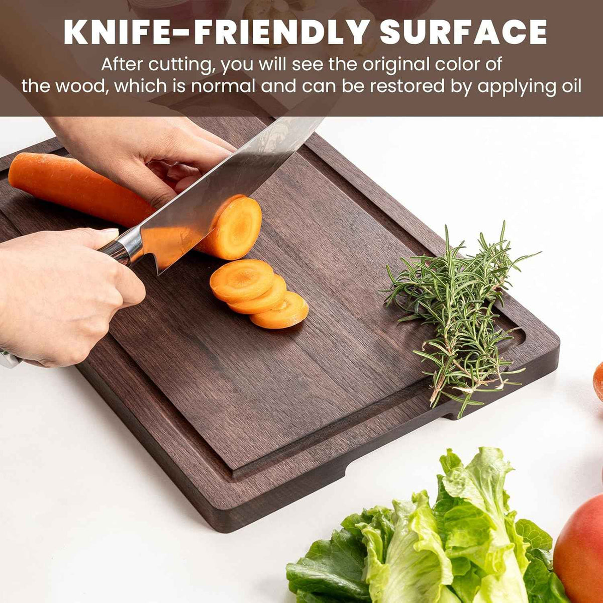 Heimlove Walnut Wood Cutting Board for Kitchen, 24"x18" Reversible Wooden Chopping Board with Deep Juice Grooves and Handles, Natural Walnut Wood Cutting Board for Chopping, Cheese, Vegetables