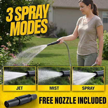 BIONIC STEEL 100 Ft Metal Garden Hose with Sprayer Nozzle, Non Kinking Designed Stainless Steel Heavy Duty Water Hose 100 Ft x 5/8 in. Flexible NON Expandable for Uninterrupted Water Flow, 500 PSI
