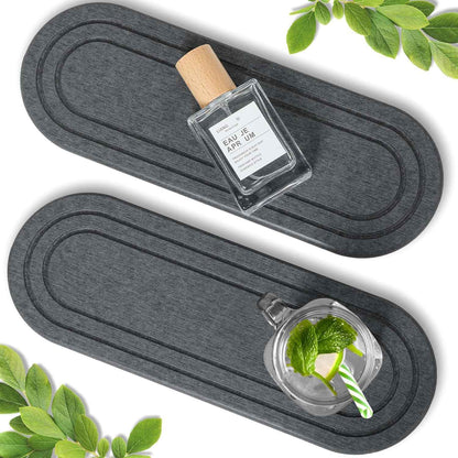 3PCS Water Absorbing Stone Tray, DryingNeat Diatomite Stone Sink Tray, Instant Dry Sink Coasters, Kitchen Sponge Hand Soap Holder, Countertop Fast Drying Counter Trays,8 * 4inch and 4 * 4inch