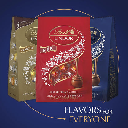 lindt lindor assorted dark chocolate truffles 15.2 oz bag with smooth melting truffle center