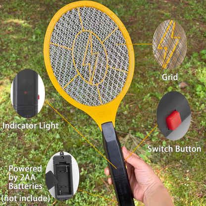 2 Pack Electric Fly Swatter, Bug Zapper Racket for Indoor Pest Control, Handheld Insect Killer Bat Battery Powered Electric Mosquito Swatter for Outdoor and Home