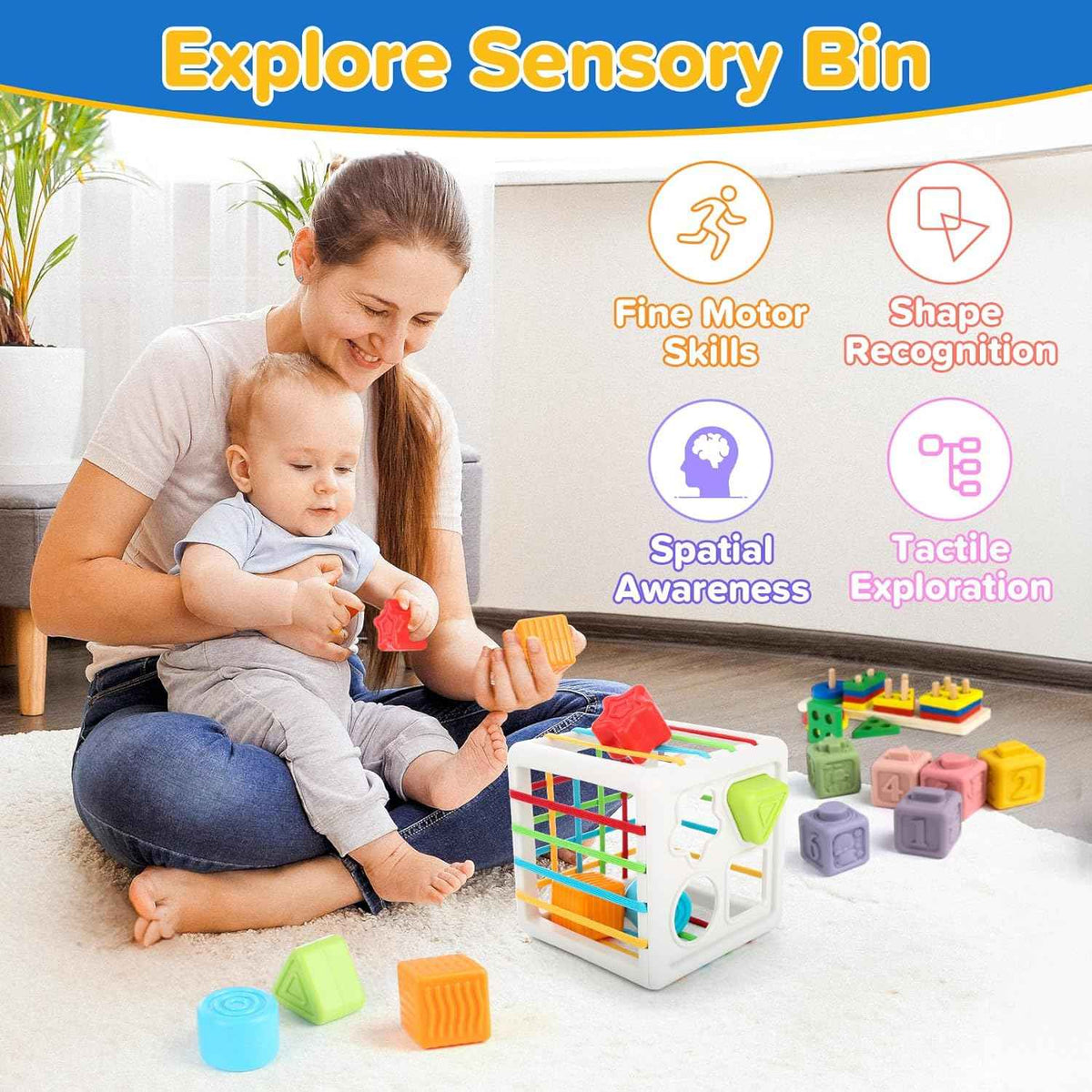 montessori toys for babies 6-12 months, 6-in-1 baby toys, stacking blocks, sensory learning gift