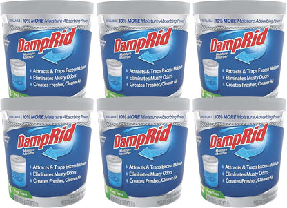 DampRid Refillable Moisture Absorber, 11 oz., 6-Pack - Fresh Scent Moisture Absorbers, 10% More Absorbing Power*, Eliminates Musty Odors for Fresher, Cleaner Air
