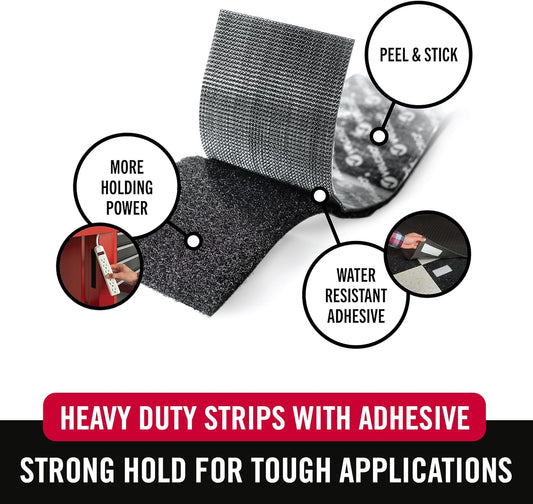 VELCRO Brand Heavy Duty Fasteners | 4x2 Inch Strips with Adhesive 8 Sets | Holds 10 lbs | Black Industrial Strength Stick On Tape | Indoor or Outdoor Use (VEL-30703-USA), 8 Count (Pack of 1)
