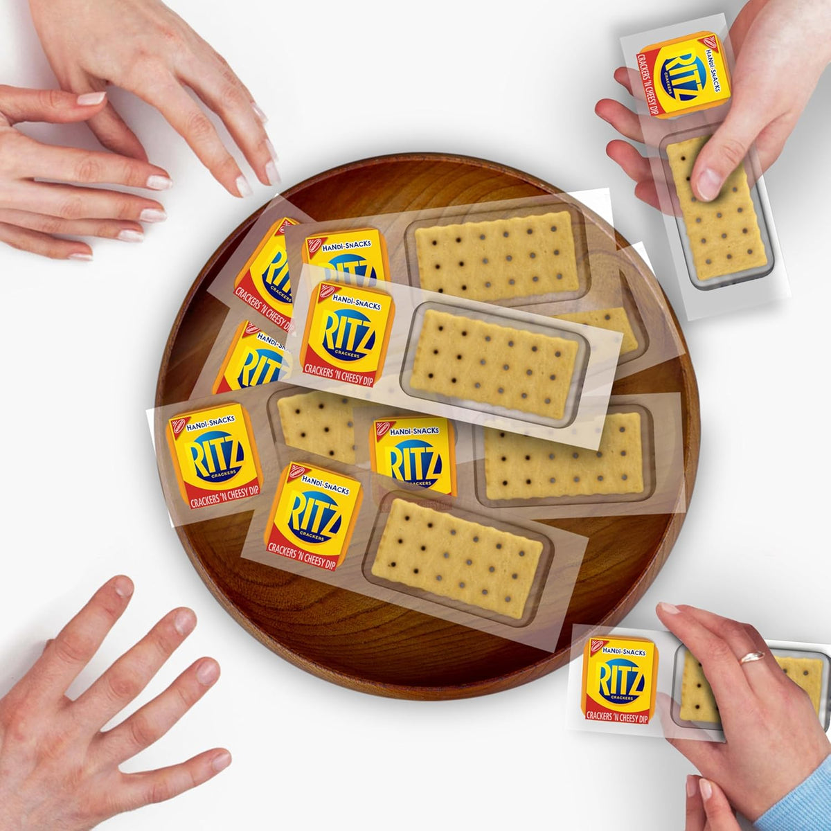 ritz handi-snacks crackers 'n cheesy dip snack packs for school, work, and home, 20 snack packs, 0.95 oz each