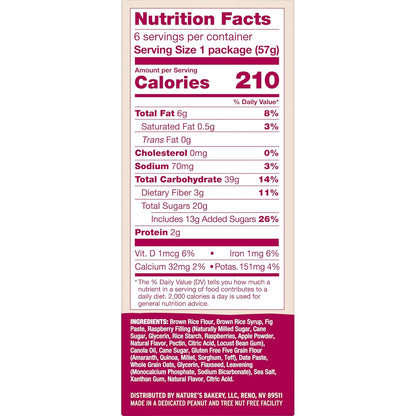 Nature's Bakery gluten-free, raspberry, fig bars, real fruit, vegan, non-gmo, snack bar, twin packs