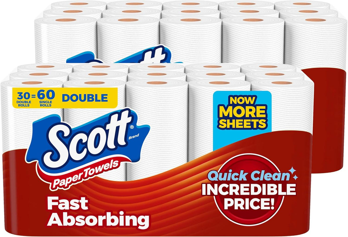 Scott Paper Towels, Choose-A-Sheet, 6 Double Rolls = 12 Regular Rolls (108 Sheets Per Roll) - Rayz Mart