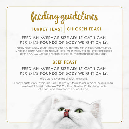 Purina Fancy Feast Gravy Lovers Poultry and Beef Grilled Gourmet Wet Cat Food Variety Pack - (Pack of 24) 3 oz. Cans