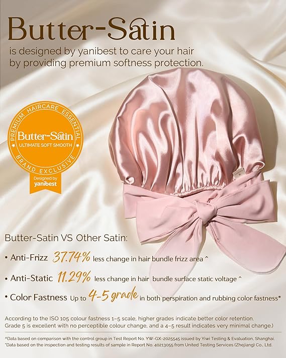 YANIBEST Adjustable Satin Bonnet for Sleeping Women Double Layer Hair Wrap Reduce Friction Prevent Frizz Natural Curly Hair