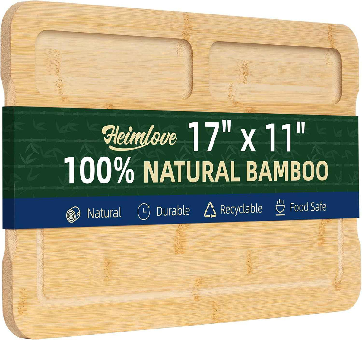 Heimlove Walnut Wood Cutting Board for Kitchen, 24"x18" Reversible Wooden Chopping Board with Deep Juice Grooves and Handles, Natural Walnut Wood Cutting Board for Chopping, Cheese, Vegetables
