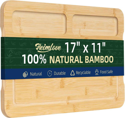 Heimlove Walnut Wood Cutting Board for Kitchen, 24"x18" Reversible Wooden Chopping Board with Deep Juice Grooves and Handles, Natural Walnut Wood Cutting Board for Chopping, Cheese, Vegetables