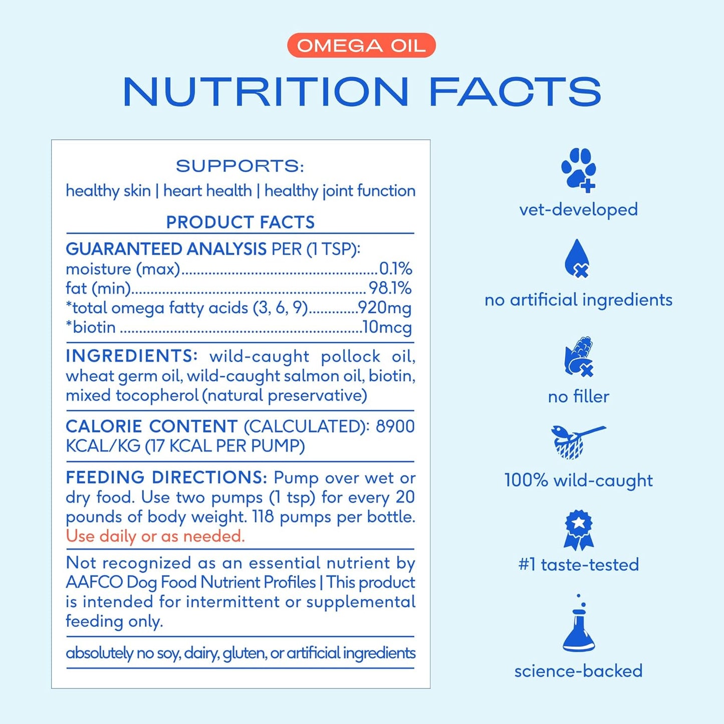 Native Pet Omega 3 Fish Oil for Dogs & Cats – Wild Alaskan Salmon Oil for Dogs Skin and Coat, Supports Joints, Heart & Shedding – Fast-Absorbing Omega 3 6 9 Liquid Supplement – 8oz