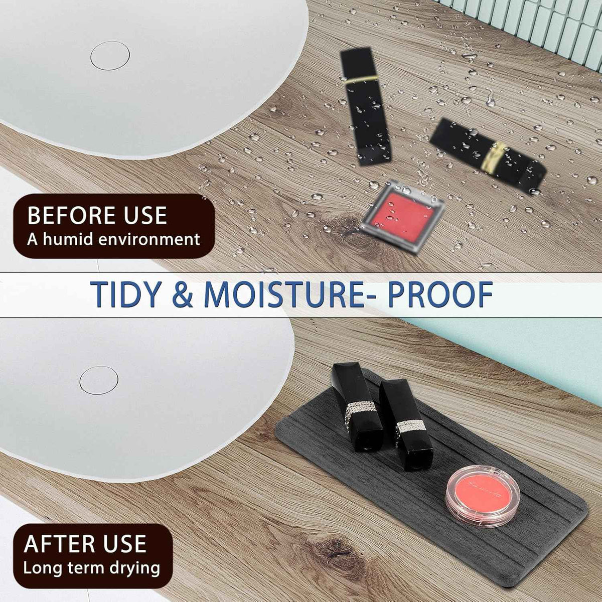 3PCS Diatomite Stone Sink Trays for Instant Drying, Kitchen Sponge and Hand Soap Holder