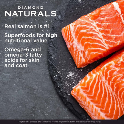 Diamond Naturals Skin & Coat Real Salmon and Potato Recipe Dry Dog Food with Quality Protein, Omega Fatty Acids, Probiotics and Essential Nutrients to Promote Healthy Skin and Coat 30lb
