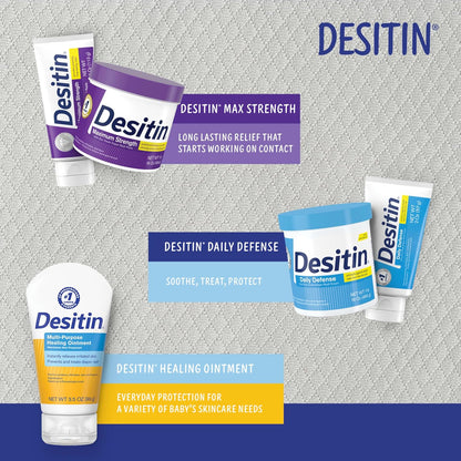 Desitin Maximum Strength Baby Diaper Rash Cream, 40% Zinc Oxide, Hypoallergenic No Added Parabens & Dyes, Protects & Relieves Baby’s Skin for Up to 12 Hours, Prevents Diaper Rash, 4.8 oz Tube
