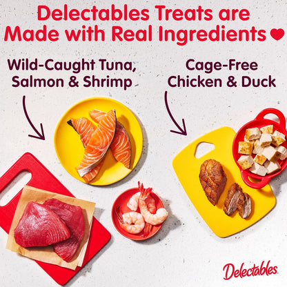 Delectables Squeeze Up Variety Pack, Creamy Squeezable Puree, Lickable Wet Cat Treats, Grain Free, No Added Fillers, No By-Products, No Added Preservatives, 0.5 Ounces Tube, 54 Tubes Total