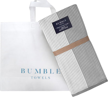 Premium Kitchen Towels (20”x 28”, 6 Pack) | Large Cotton Dish Towels | Flat & Terry Highly Absorbent Kitchen Linen Set with Hanging Loop | Gray