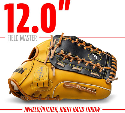 Franklin Sports Field Master Baseball + Softball Glove - Field Master Adult + Youth Baseball + Softball Mitt - Men's + Women's Gloves - Right Hand Throw