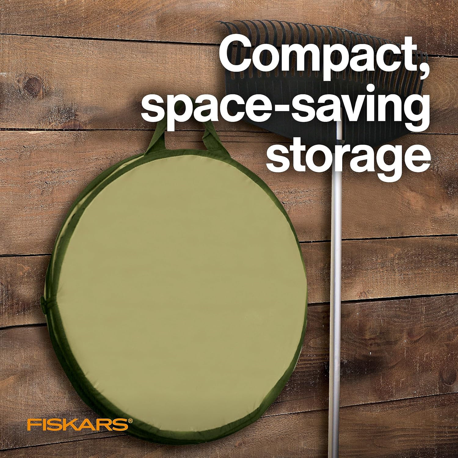 Fiskars Kangaroo Collapsible Spring Up Garden Bag for Yard Waste, Grass, Branches & Weeds, Tear & Mildew Resistant Vinyl-Coated Polyester, Folds Flat to 3 Inches for Space-Saving Storage, 30 Gallon
