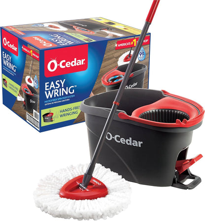 O-Cedar EasyWring Microfiber Spin Mop and Bucket Floor Cleaning System with Built-in Foot Pedal
