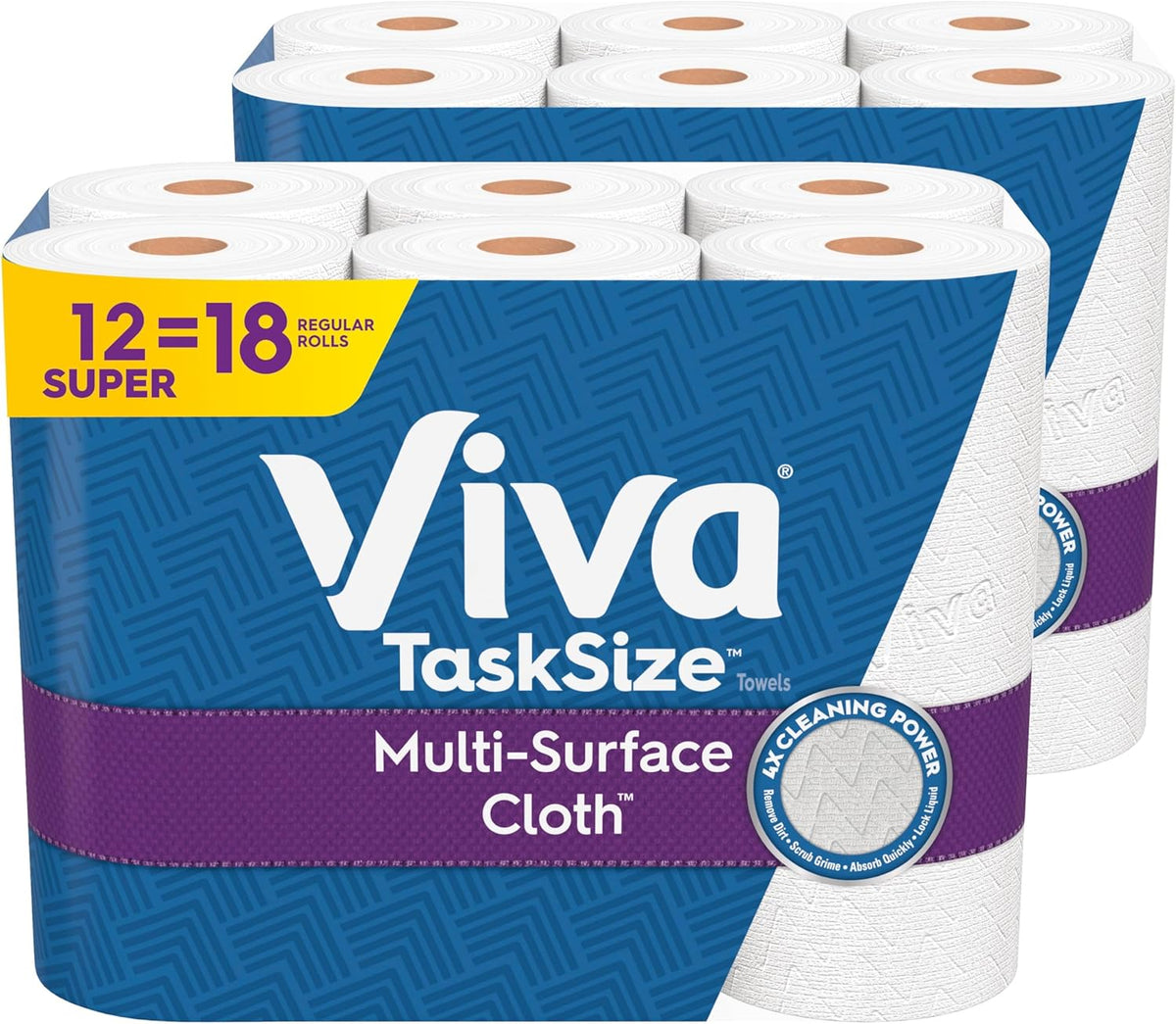 Viva Multi-Surface Cloth Paper Towels, Task Size, 2 Packs of 6, 81 Sheets Per Roll